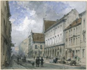 Die Spandauer Straße mit der alten Gerichtslaube in Berlin