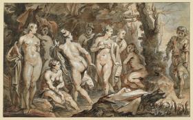 Diana und ihre Nymphen, von Aktäon überrascht