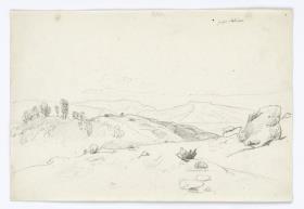 Berglandschaft mit Bäumen und Felsen bei Subiaco