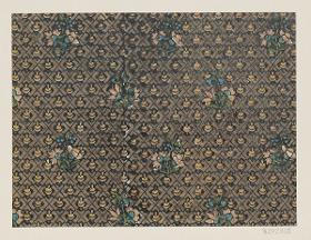 Modeldruckpapier (Gitterdekor mit floralen Motiven)