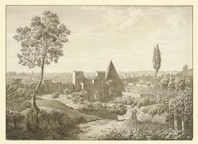 Blick auf Porta S. Paolo, die Cestius-Pyramide und den Friedhof der Deutschen bei Rom