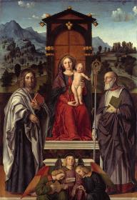 Thronende Maria mit Kind und Heiligen