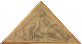 Eros mit dem Delphin (Element des Wassers). Karton zu den Deckenbildern der Münchner Glyptothek
