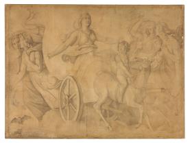 Der Abend (Der Wagen der Artemis). Karton zu den Deckenbildern der Münchner Glyptothek