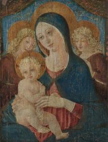 Maria mit dem Kind und zwei Engeln