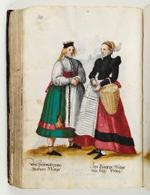 Trachtenbuch: Ein schwäbischen Baurenmagt / Ein Burgersmagt zue Augspurg