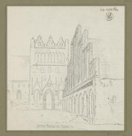 Kloster Chorin. Westfassade des Pfortenhauses und Nordgiebel des sogenannten Brauhauses
