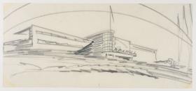 Bexhill-on-Sea/Sussex,  De-La-Warr-Pavillon, Skizze