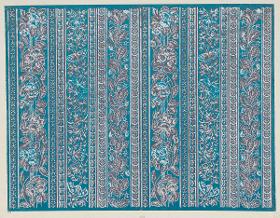 Modeldruckpapier (Streifenmuster mit Ranken, Schmetterlingen und kleinen floralen Motiven)