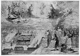 Plan des Klosters Grüssau mit dem Bildnis des Abtes Bernardo Rosa