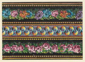 Modeldruckpapier (großfigurige Musterbänder mit Blumen)