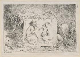 Bacchanales (Satyrspiele) zweite Tafel: Relief mit Satyrfamilie