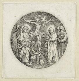 Christus am Kreuz zwischen Johannes und Maria; gen. der Schwertknauf des Maximilian