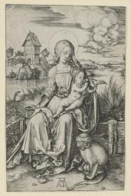 Maria mit dem Kind und der Meerkatze (Gegendruck)