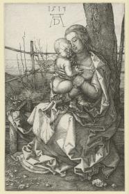 Maria mit Kind an einem Baum sitzend