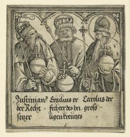 Der Triumphbogen Maximilians I: Detail mit den Kaisern Justinian, Eraklius und Karl d. Gr.
