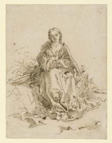 Madonna auf einer Rasenbank