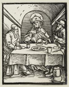 Christus und die beiden Jünger in Emmaus (aus: Postilla, 43 Holzschnitte)