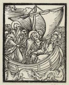Christus im Schiffe schlafend (aus: Postilla, 43 Holzschnitte)