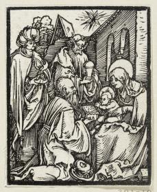 Die Anbetung der Könige (aus: Postilla, 43 Holzschnitte)