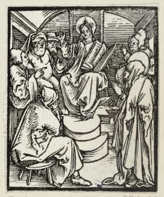 Christus unter den Schriftgelehrten (aus: Postilla, 43 Holzschnitte)