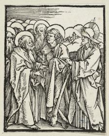 Christus sagt zu den Jüngern: Ich bin der gute Hirt (aus: Postilla, 43 Holzschnitte)