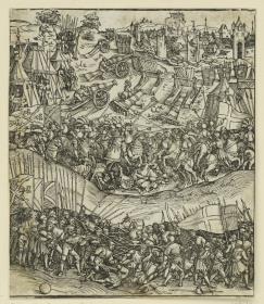 Der Triumphbogen des Kaisers Maximilian I. (Fragment v. 13): Die Schlachtszene Mitte unten