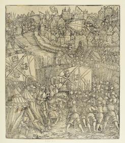 Der Triumphbogen des Kaisers Maximilian I. (Fragment v. 24b): Die Schlachtszene oben Mitte