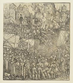 Der Triumphbogen des Kaisers Maximilian I. (Fragment v. 24b): Die Schlachtszene oben links