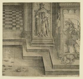 Der Triumphbogen des Kaisers Maximilian I. (1b): Rechter Sockel des mittleren Portals und der Sockel der rechten Mittelsäule