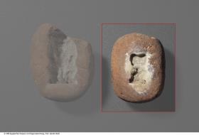 Model für ein Amulett in Gestalt des Gottes Bes, eine Pauke spielend