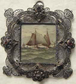 Auf der Maas. Miniatur aus der Sammlung Loewe