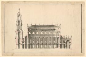 Längsschnitt der katholischen Hofkirche in Dresden