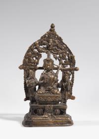 Padmasambhava (Guru Rinpoche) mit seiner Gefährtinnen Mandarava und Yeshe Tsogyal