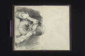 Junge Frau in einem Buch lesend, den Kopf in die Hände gestützt (12. Sept: 1874.)