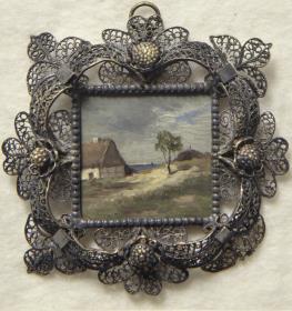 Häuschen am See. Miniatur aus der Sammlung Loewe