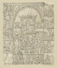 Anbetung der thronenden Muttergottes, umrahmt von zehn Szenen aus dem Marienleben