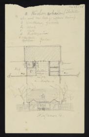 Haus Nau-Roeser, Lostau bei Magdeburg, Vorskizze, Grundriss und Strassenansicht