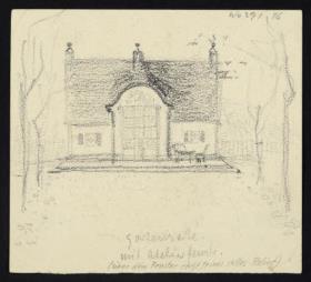 Haus Nau-Roeser, Lostau bei Magdeburg, Vorskizze, Gartenseite