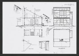 Haus Nau-Roeser, Lostau bei Magdeburg, Obergeschoss-Grundriss, Schnitte, Details