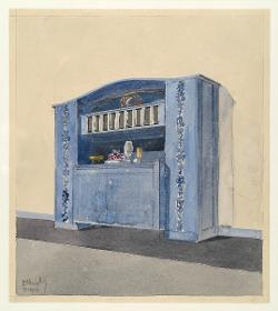 Darmstadt, Zimmer für K. Rapp, Speisezimmer, Perspektive der Anrichte