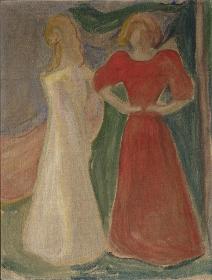 Zwei junge Frauen in Rot und Weiß (Reinhardt-Fries)