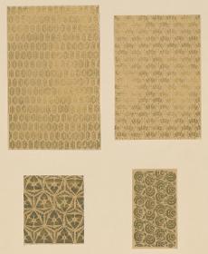 Lithografiertes Papier (vier Proben der Fachklasse von Wilhelm Danz)