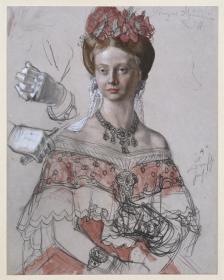 Prinzessin Alexandrine von Preußen, Porträtstudie zum Gemälde "Die Krönung Wilhelms I. in Königsberg"