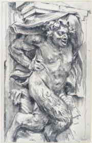 Faun als Atlant an der nordöstlichen Bogengalerie des Zwingers in Dresden