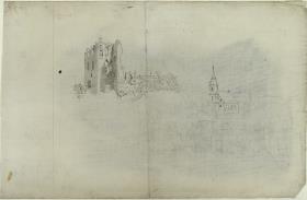 Ruine, Kirche und Häuser in Tharandt bei Dresden