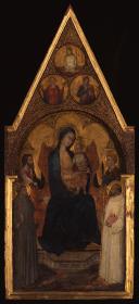 Thronende Maria mit dem Kind und vier Heiligen
