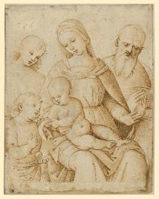 Heilige Familie mit Johannesknaben und Engel (Kopie des Entwurfs für die Madonna Terranuova der Berliner Gemäldegalerie im Musée des Beaux-Arts zu Lille)
