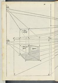 Konstruktion perspektivischer Bilder nach dem Durchschnittsverfahren (56), in: Albrecht Dürer: Underweysung do messung mit dem Zirkel und Richtscheyt. Nürnberg 1525