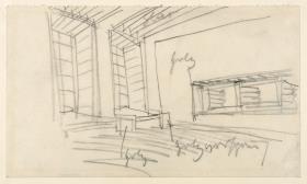 Berlin-Mitte, Umbau des Mosse-Hauses, Sitz des Verlages Rudolf Mosse. Skizze zu einem Innenraum - Perspektive
